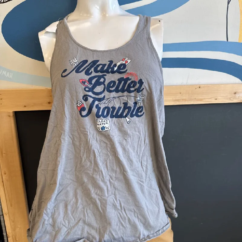 Patagonia - Women's "Make Better Trouble" Tank Top - MSRP$49: Grey-women-LG flowy tank top