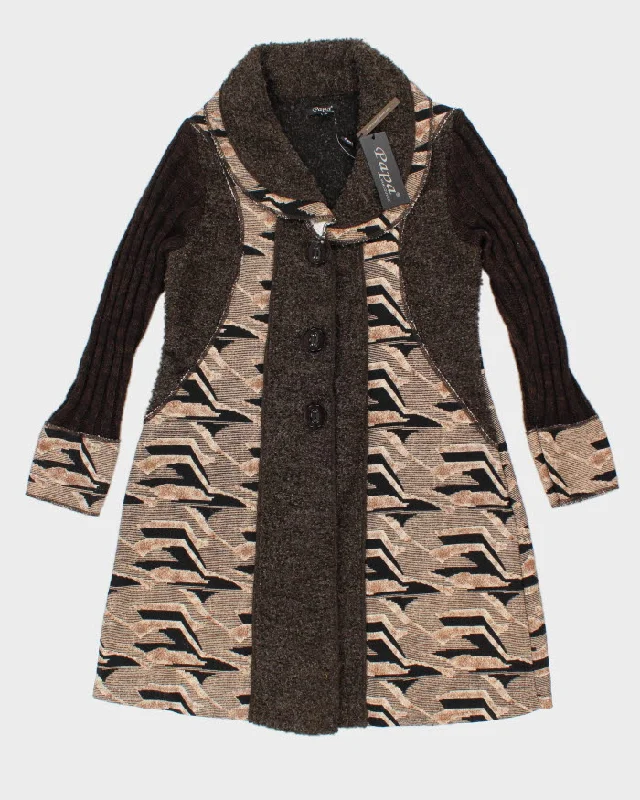 Vintage 90sDeadstock Papa Patterned Long Knit Cardigan - XL Plaid Cardigan Polka Dot Checkered