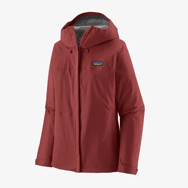 Patagonia Women's Torrentshell 3L Jacket -  Oxide Red Zippered Front Buttoned Front Snap Front