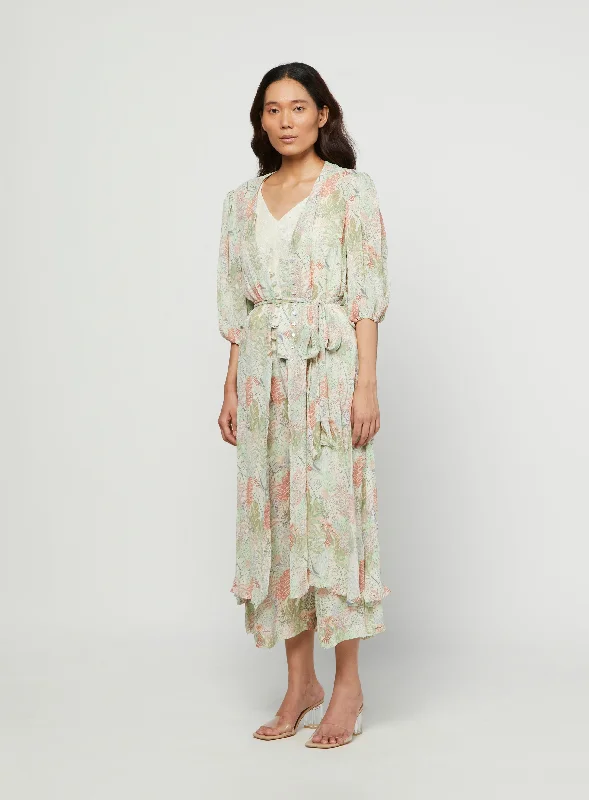 Pink Summer Duster With Pants Casual Wide Pants