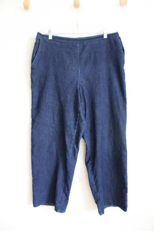 Alfred Dunner Dark Wash Denim Pants | 14 Petite Relaxed Fit Trousers