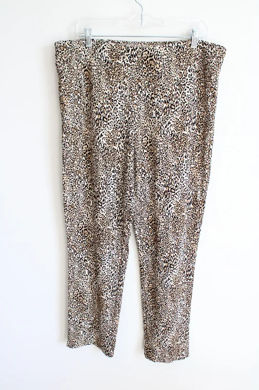 NEW Chico's Leopard Print Fitted Pull On Pant | 3 (16) Cozy Jogger Leggings