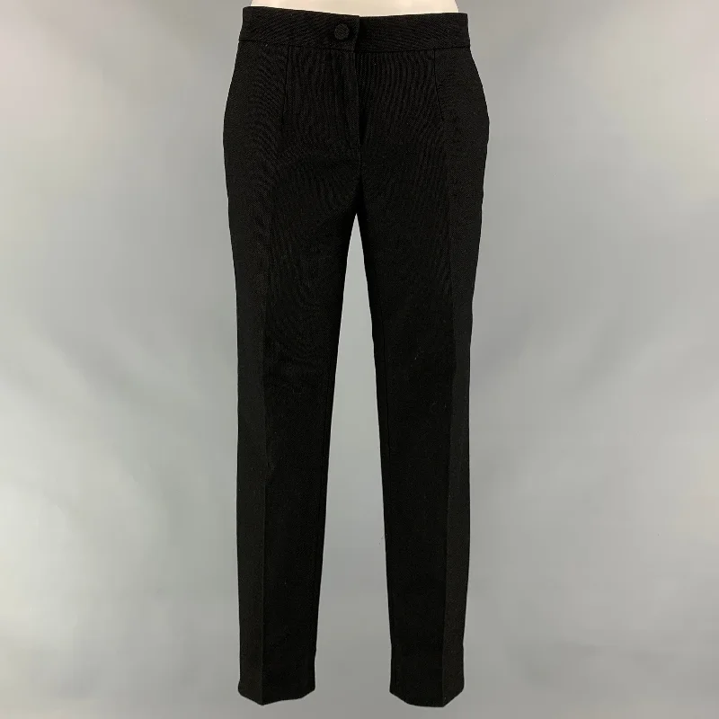 DOLCE & GABBANA Size 4 Black Textured Cotton Pleated Dress Pants Fashionable Sporty Pants