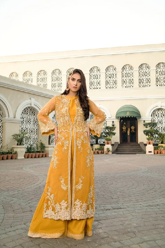 Jacket Sharara Mustard Yellow Pakistani Bridal Dress Lace Jacket Ribbed Jacket Sequined Jacket