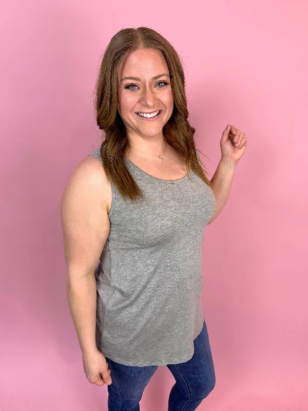 Heather Grey Solid Knit Sleeveless Tank Top grey tank top