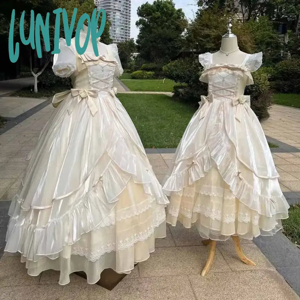 Lunivop Lolita Dress Women Summer JSK Lolita Dress Sweet Blue Beige Multilayer Lolita Birthday Party Dress For Young Girls Plus Size XL Tunics Sophisticated sleek