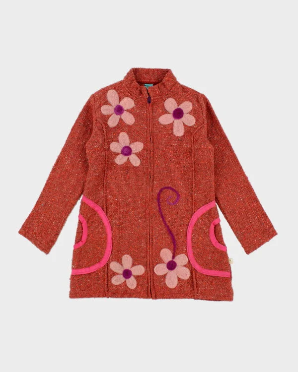 Y2k 00s Knit Zip-up Cardigan - M Faux Fur Fabric Real Fur Fabric Shearling Fabric