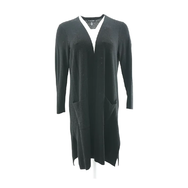 Black Solid Cardigan Sweater Velvet Chenille Corduroy
