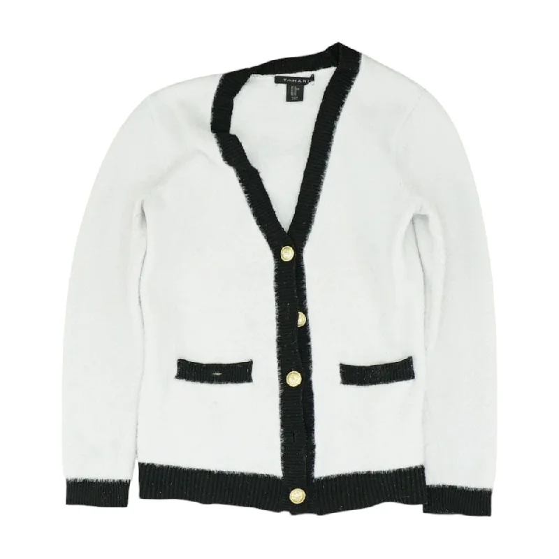 White Solid Cardigan Sweater Lightweight Heavyweight Midweight
