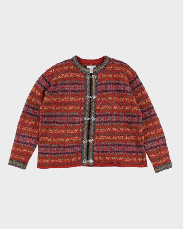 Skyr Wool Nordic Knit Clasp Cardigan - M Fitted Loose Oversized