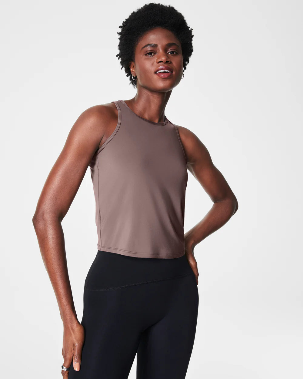 Butter Keyhole Tank Smoke - SPANX gym tank top