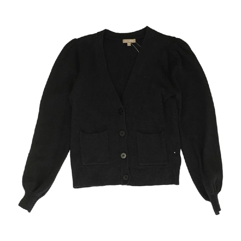 Black Solid Cardigan Sweater Asymmetrical,ymmetric Pencil Cardigan