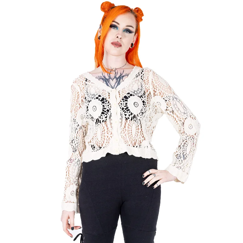 POPPY CARDIGAN - CREAM Handmade Hand-knitted Hand-woven