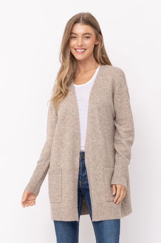 Long Road Ahead Camel Long Sleeve Cardigan Plaid Cardigan Polka Dot Checkered