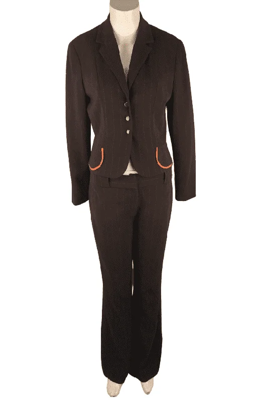 Larry Levine women's brown pant suit size 6 Warm Wool Trousers