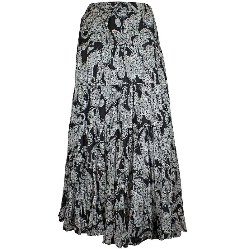 Wondrous Art Wear Women's Sequin Paisley Broomstick Tiered Skirt tulle skirt dreamy