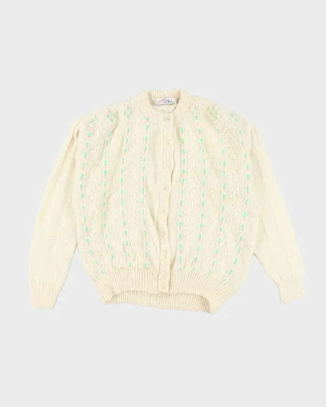 Vintage 80s Knit Cardigan - L Neon metallic Matte