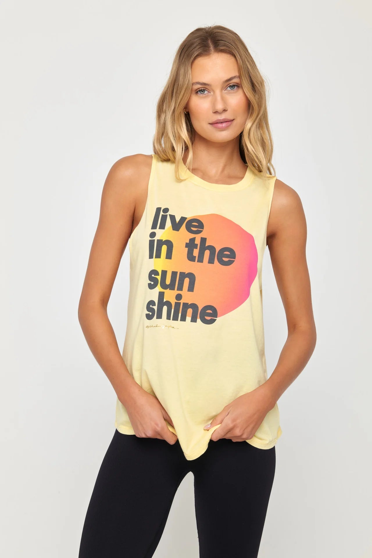 Spiritual Gangster Sunshine Jade Muscle Tank white tank top
