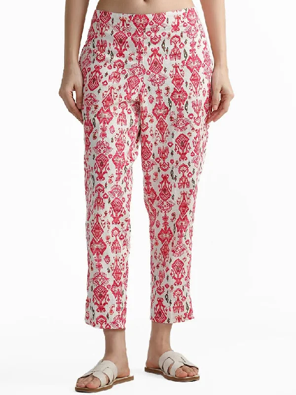Utsa Fuchsia Ethnic Printed Pants Fashionable Work Pants