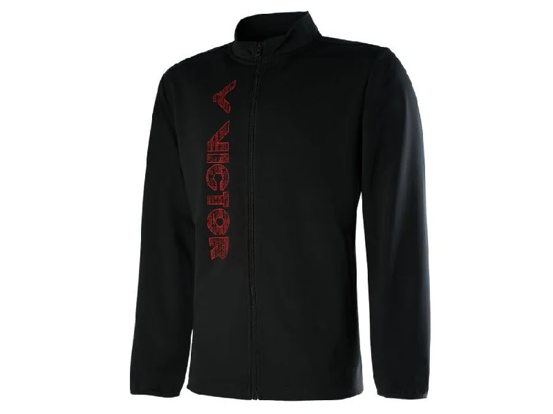 Victor J-00606C Unisex Track Jacket Black Zip Front Button Front Snap Front