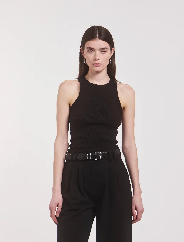 Signature Rib Tank in Black neon tank top