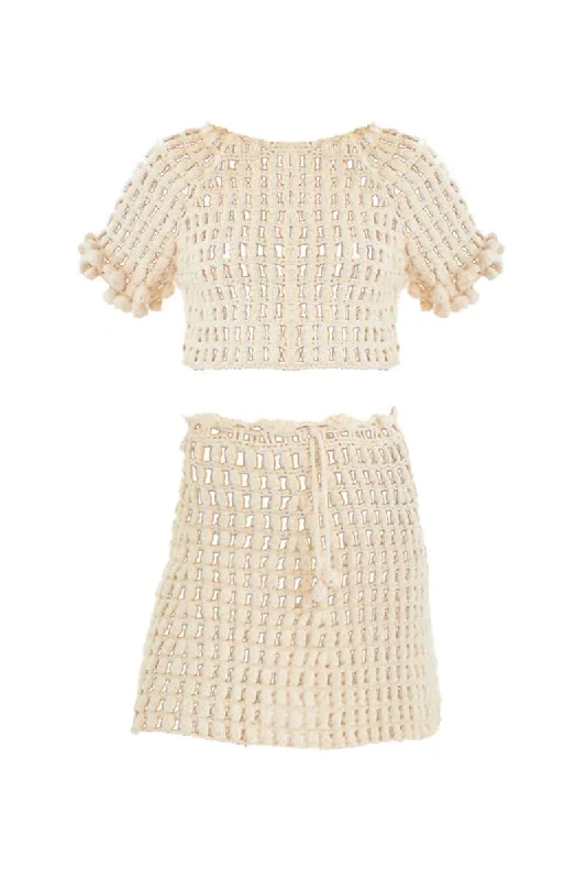 EMILY MARSHMALLOW TOP AND SKIRT TWIN SET denim skirt casual
