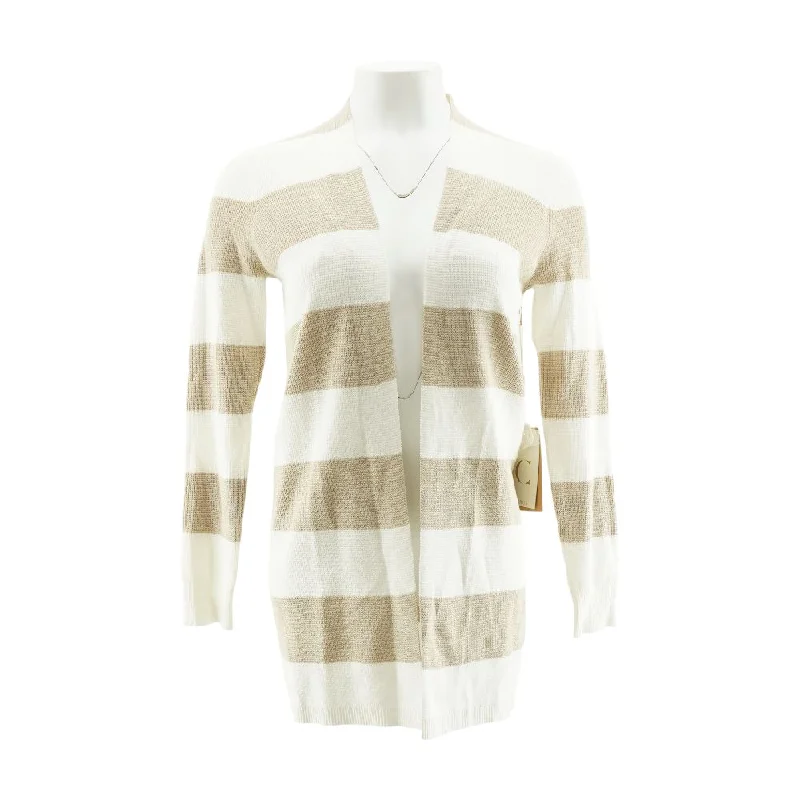 White Striped Cardigan Sweater Asymmetrical,ymmetric Pencil Cardigan