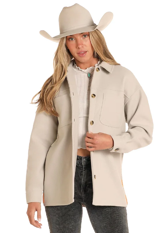Women's Rock & Roll Shirt Jacket w/ Knit Aztec Cotton Jacket Linen Jacket Terry Jacket Women's Rock & Roll Shirt Jacket w/ Knit Aztec Cotton Jacket Linen Jacket Terry Jacket