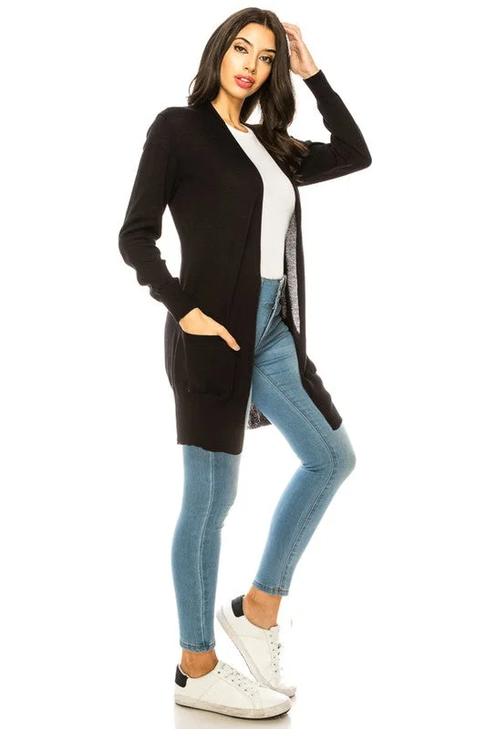 Its Essential To Me Black Knit Cardigan Layered Multi-layer Single Layer