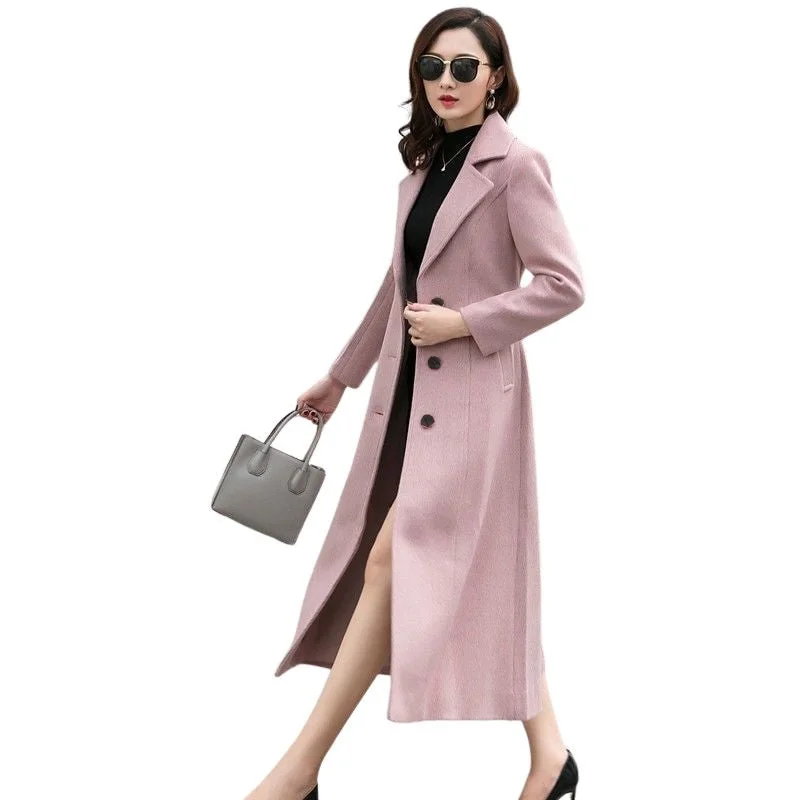 KIARA Design Women's Fine Fashion Elegant Luxury Style Long Pink Wool Coat Jacket Toggled Jacket Drawstring Jacket Belted Jacket KIARA Design Women's Fine Fashion Elegant Luxury Style Long Pink Wool Coat Jacket Toggled Jacket Drawstring Jacket Belted Jacket