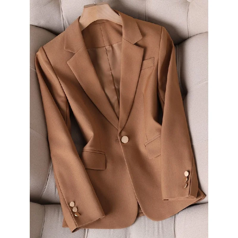 CAROLINE SUITS Women's Elegant Stylish Fashion Office Professional Solid Color Khaki Brown Blazer Jacket V-Neck Jacket Boat Neck Jacket Square Neck Jacket CAROLINE SUITS Women's Elegant Stylish Fashion Office Professional Solid Color Khaki Brown Blazer Jacket V-Neck Jacket Boat Neck Jacket Square Neck Jacket