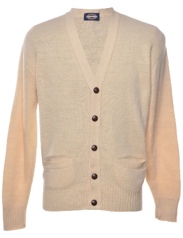 Cream Cardigan - M Mesh Cardigan Canvas Denim