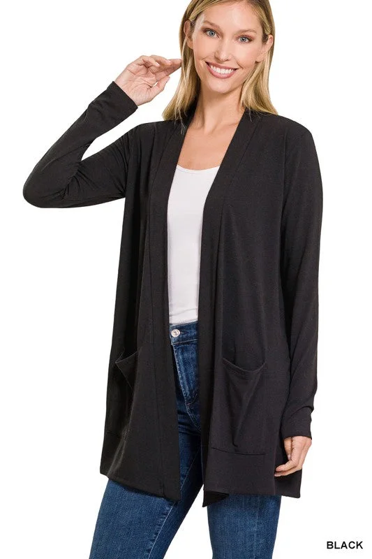 The Classic Staple Black Open Cardigan Stylish Fashionable Trendy