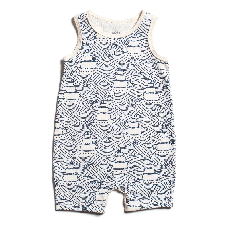 Tank Top Romper - High Seas Navy striped tank top