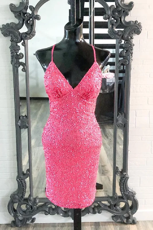 Hot Pink Sequins Boydcon Mini Party Dress Tunics Formal black