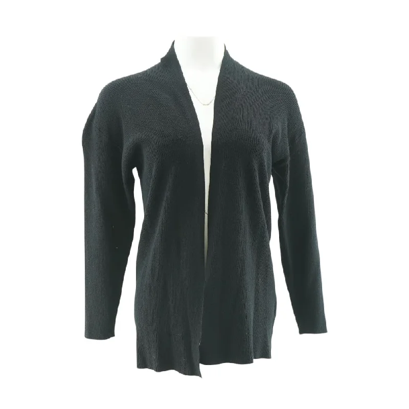 Black Solid Cardigan Sweater Bright Pastel Dark