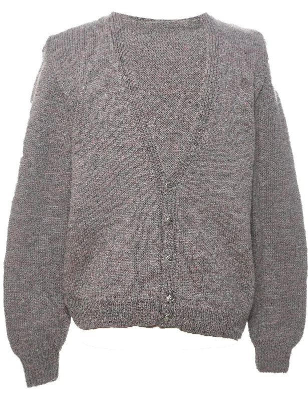 Button Through Cardigan - L Boat Neck Shawl Collar Notched Collar