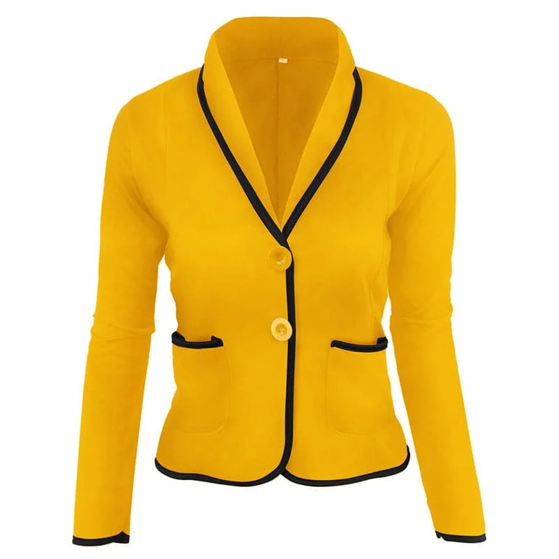 JASMINE SUITS Women's Stylish Elegant Fashion 2-Buttons Premium Quality Golden Yellow Shawl Lapel Jacket Knit Jacket Woven Jacket Fleece Jacket JASMINE SUITS Women's Stylish Elegant Fashion 2-Buttons Premium Quality Golden Yellow Shawl Lapel Jacket Knit Jacket Woven Jacket Fleece Jacket