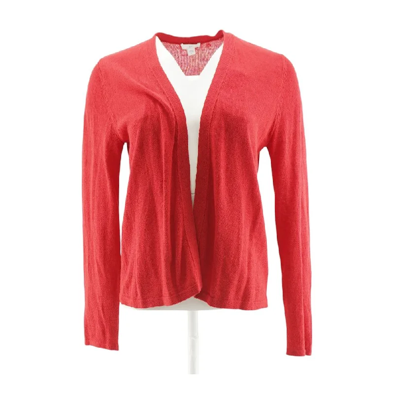 Red Solid Cardigan Sweater Fitted Slim Tailored