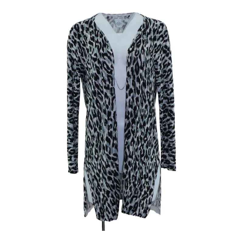 Multi Animal Print Cardigan Sweater Real Fur Shearling Chenille