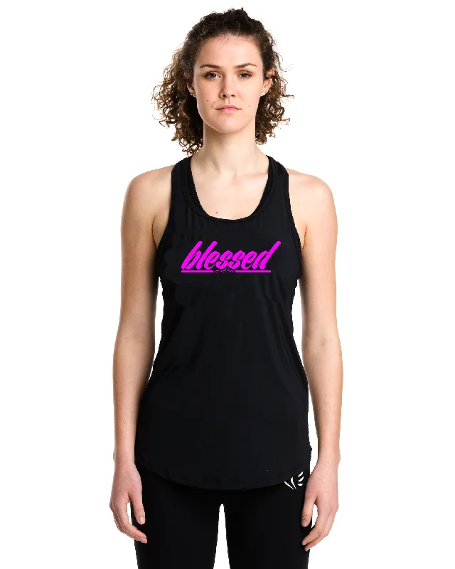 Women's BLESSED Script Tank ivory tank top
