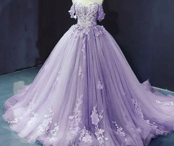Lilac Quinceanera Dress Ball Gown Prom Dress ,Appliques Lace Birthday Party Dress  cg24982 Tunics Trousers formal