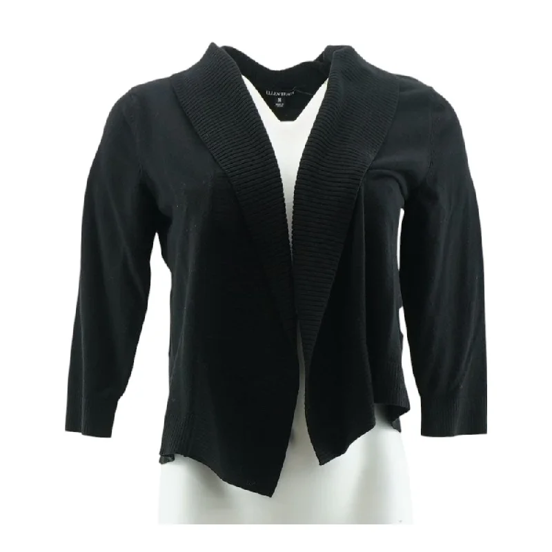 Tan Solid Cardigan Sweater Zippered Buttoned Snapped