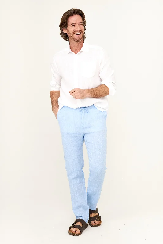Casual Linen Pant - Blue Chambray Elegant Dress Pants