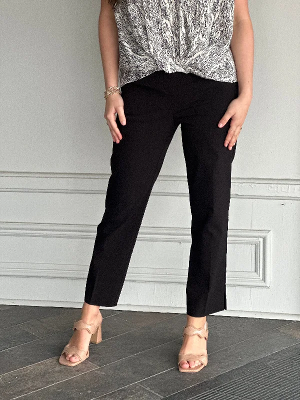Renuar Pull On Pocket Pant in Black Casual Plaid Pants