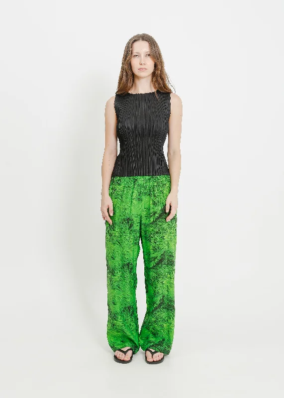 VENICE PANT / GREEN FUR Elegant Wool Trousers
