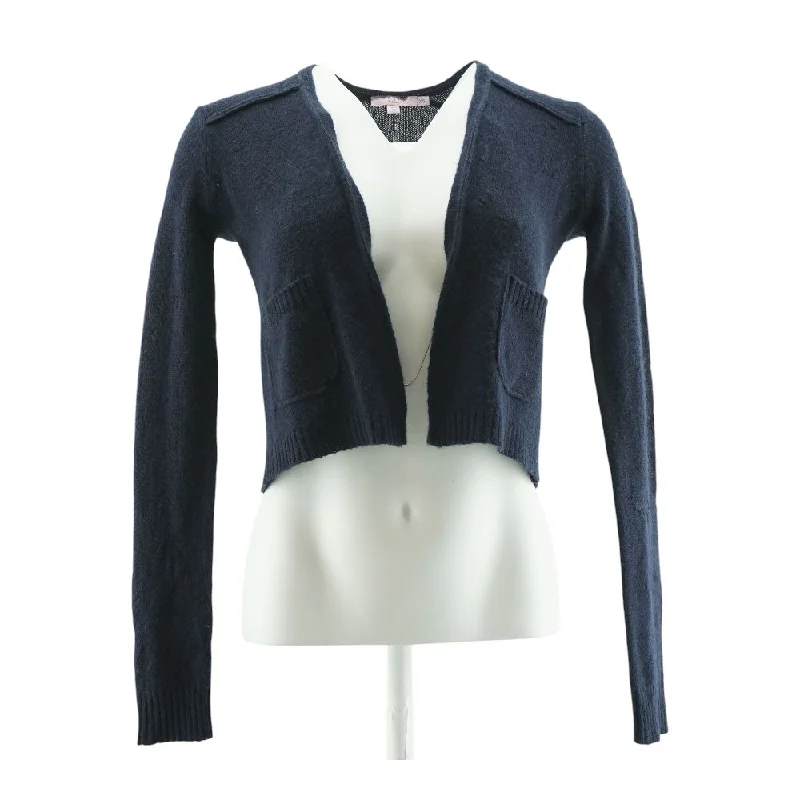Navy Solid Cardigan Sweater Cotton Fabric Linen Fabric Terry Fabric