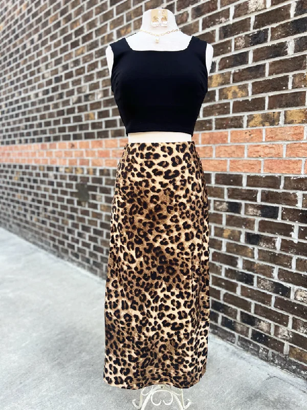 Cheetah Midi Skirt ruffled skirt detail