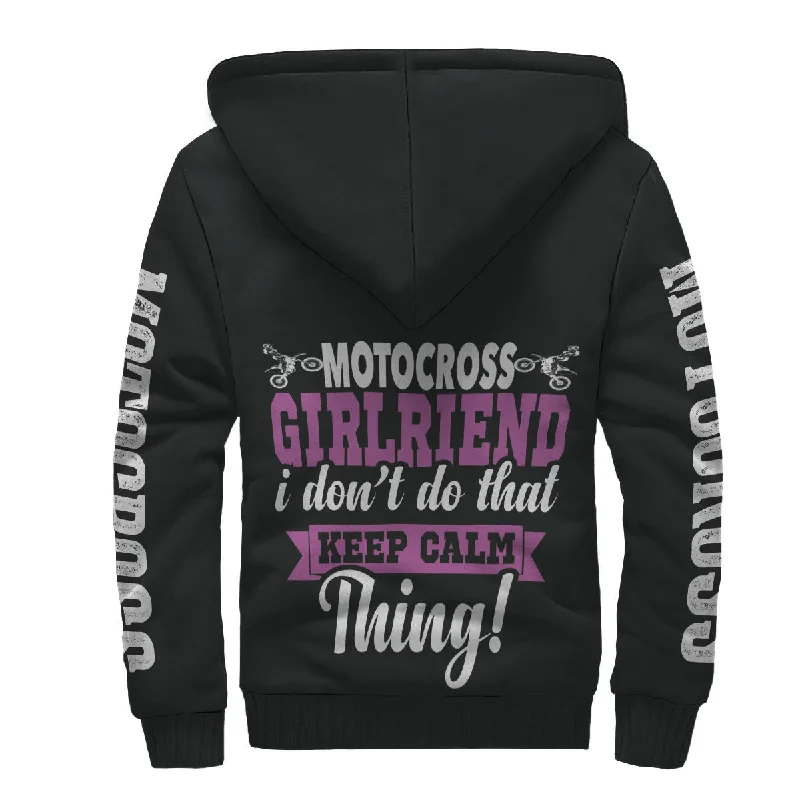 Motocross Girlfriend I Don't Do That Keep Calm Thing Sherpa Jacket Pink Elasticated Jacket Padded Jacket Insulated Jacket
