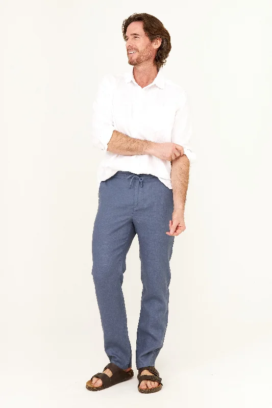 Casual Linen Pant - Vintage Indigo Fashionable Tapered Leg Pants